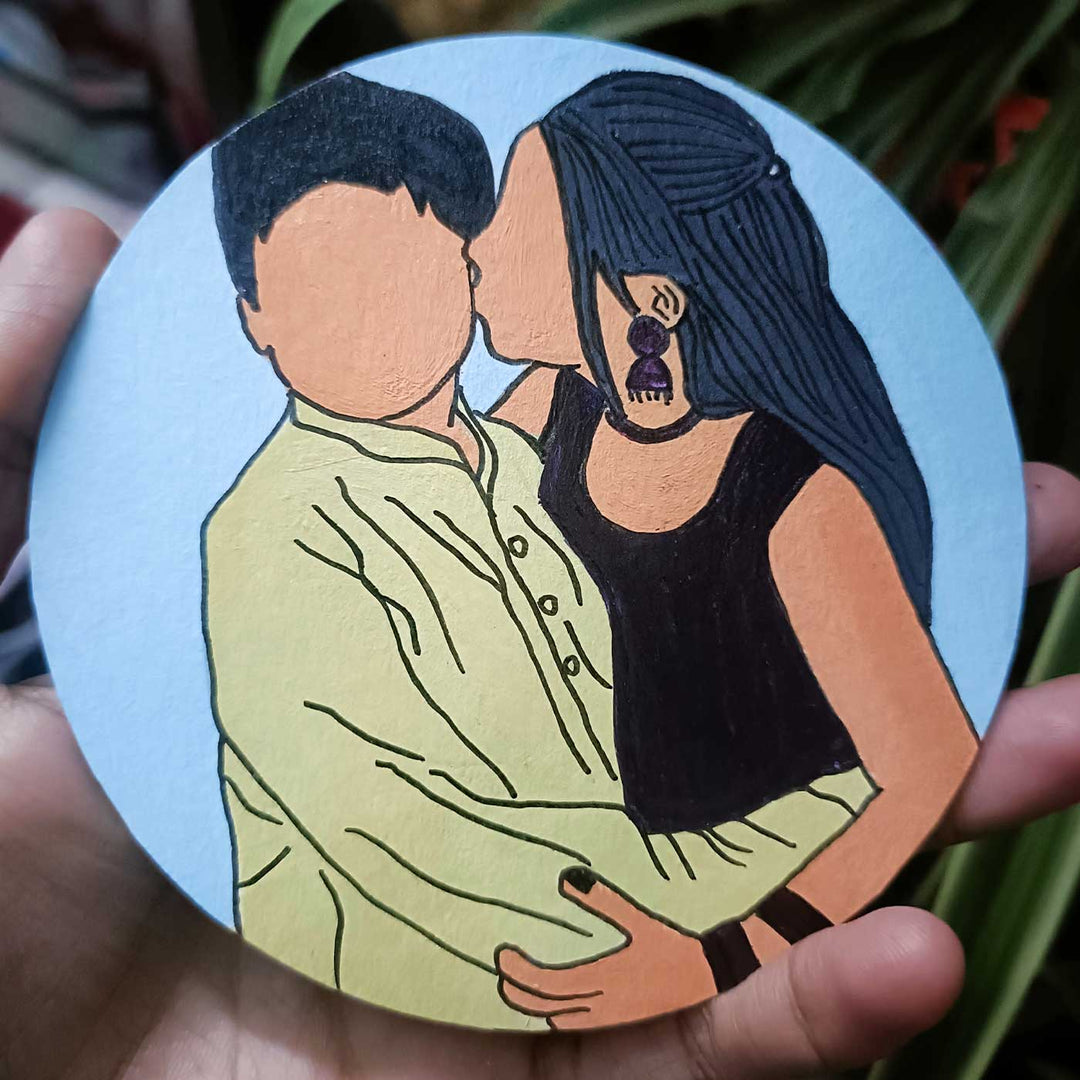 Photo Personalized Hand-Painted Brother & Sister Theme MDF Wood Fridge Magnet For Siblings