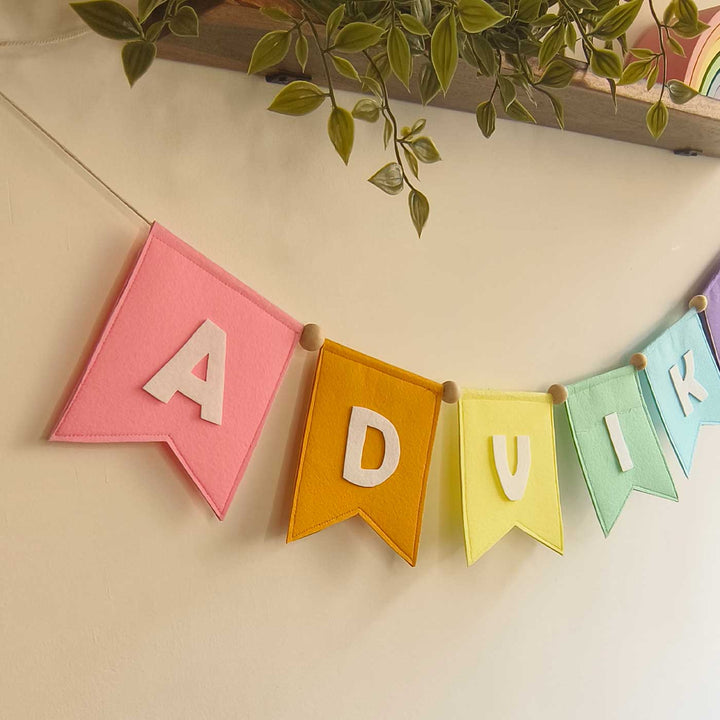 Personalized Handmade Rainbow Theme Felt Bunting