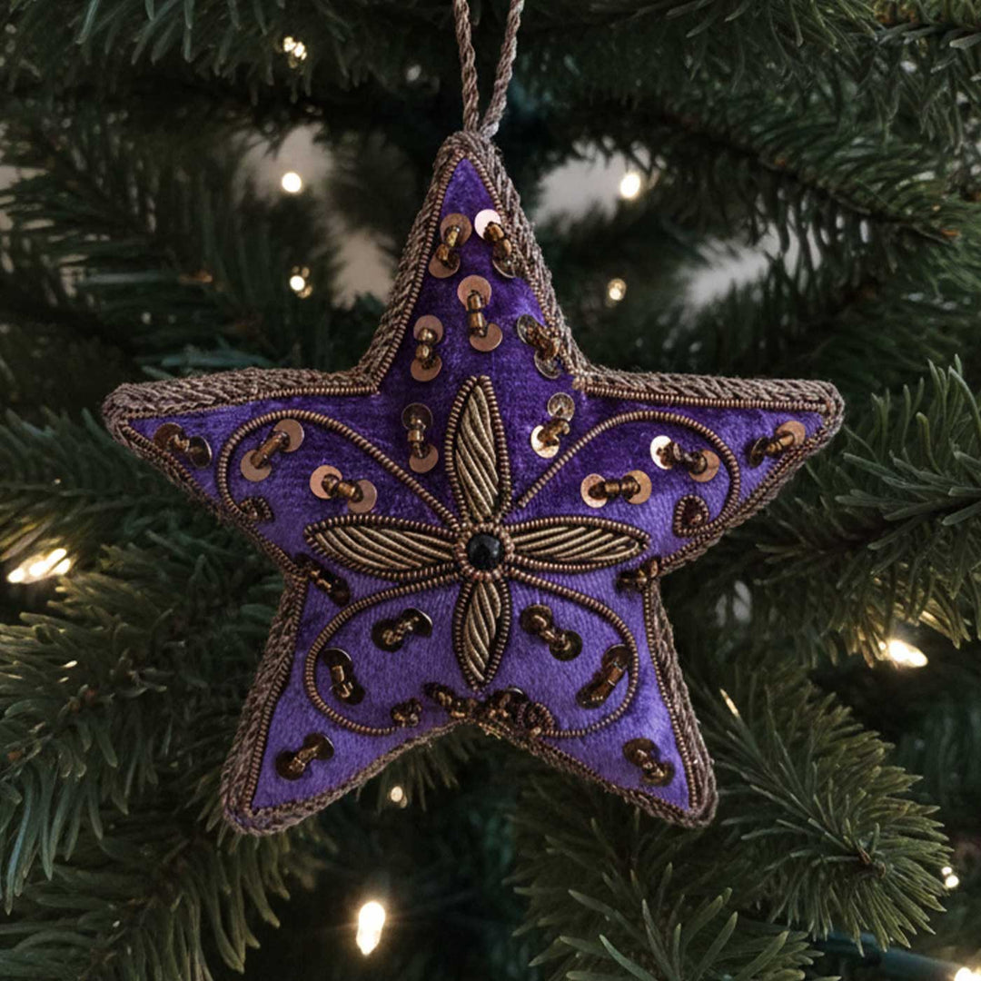Purple Star Cotton Premium Zardozi Ornament