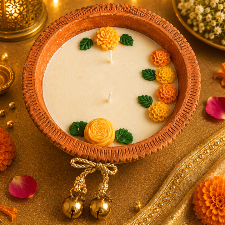 Harit Diwali Celebration Green Gift Hamper With Terracotta Candle And Shubh Labh Potli For Festive Gifting