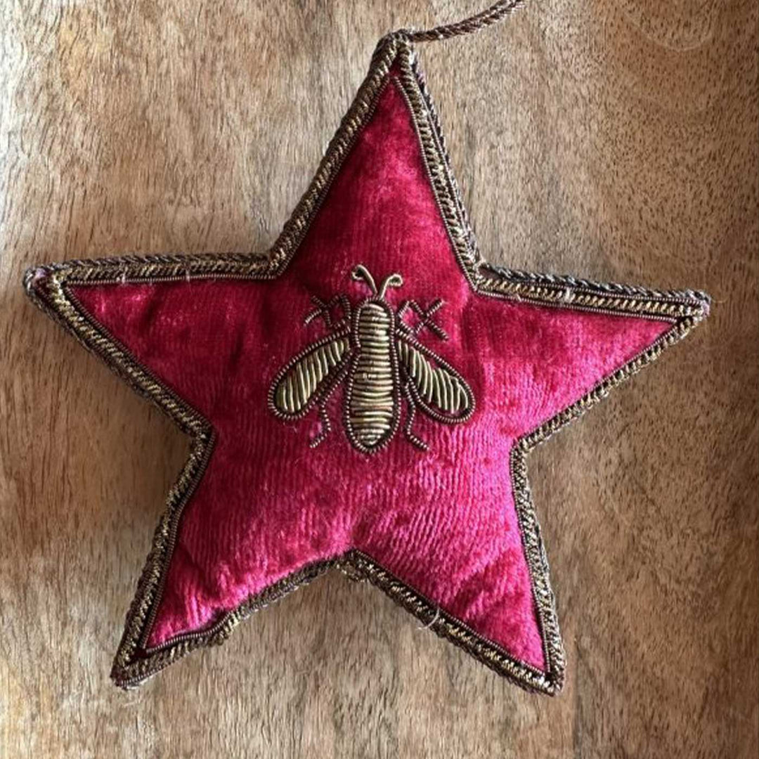 Red Bee Star Cotton Premium Zardozi Ornament