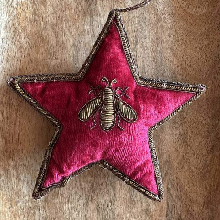 Red Bee Star Cotton Premium Zardozi Ornament