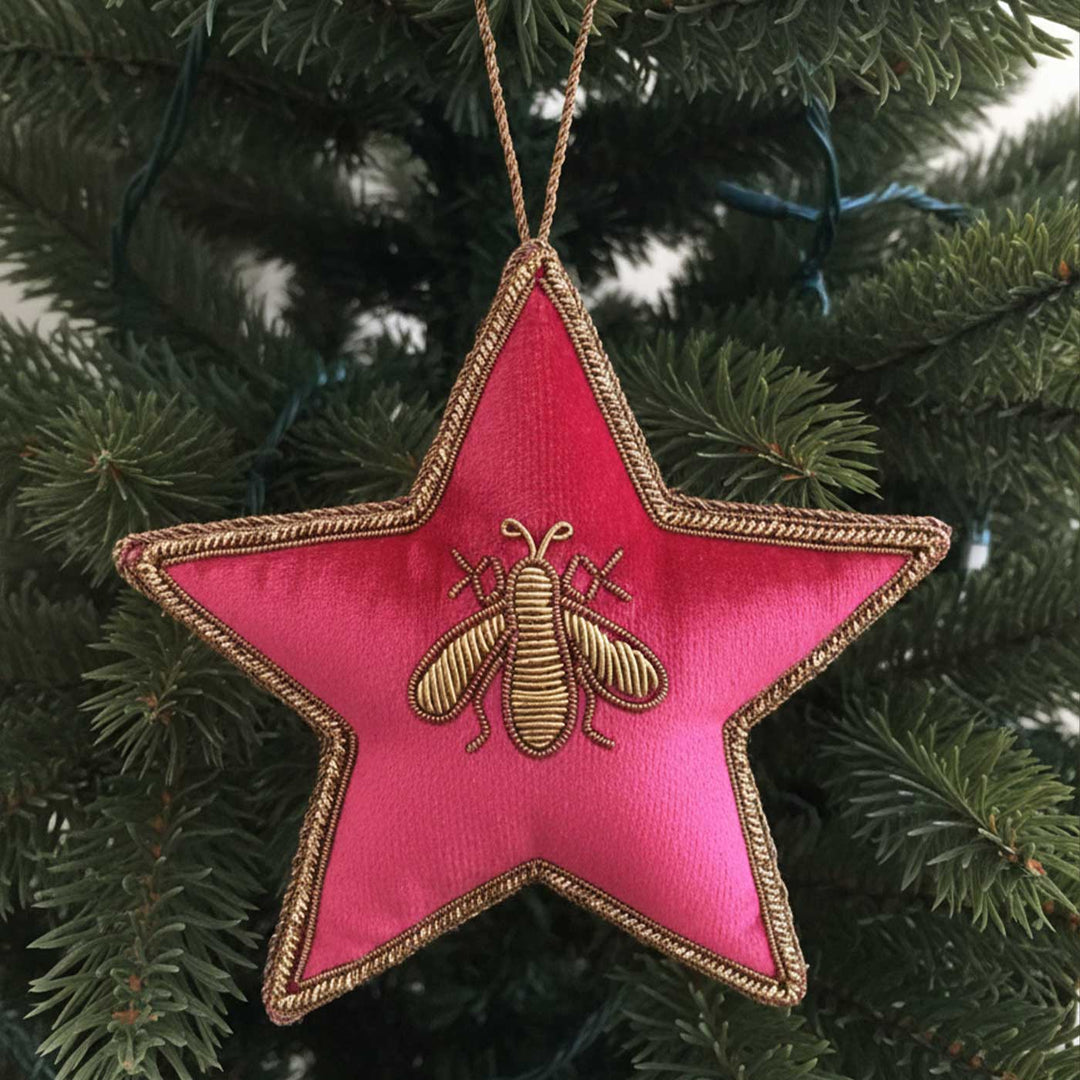 Red Bee Star Cotton Premium Zardozi Ornament