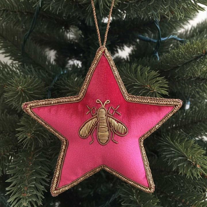 Red Bee Star Cotton Premium Zardozi Ornament