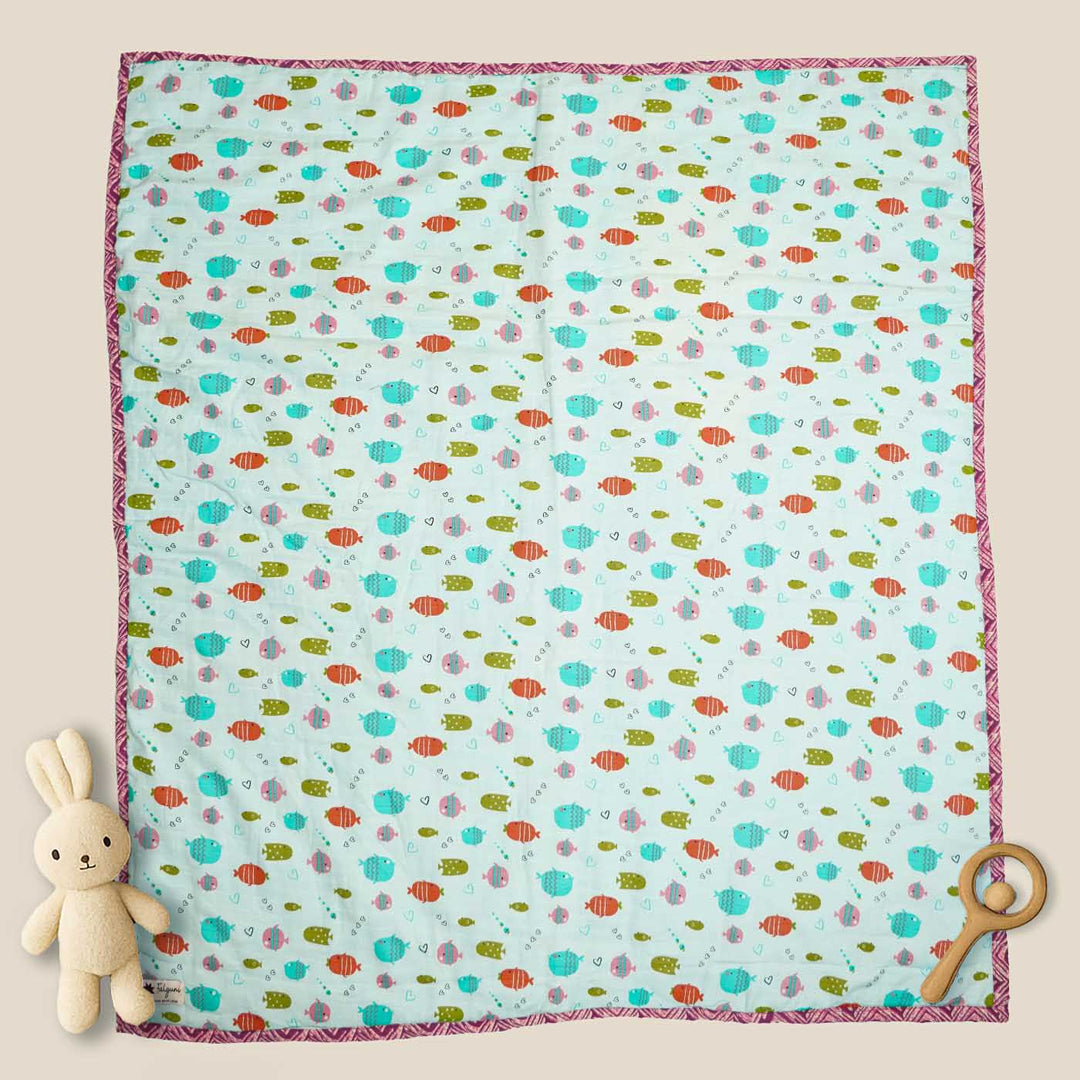 Personalized Whale Theme Cotton Quilt For Kids