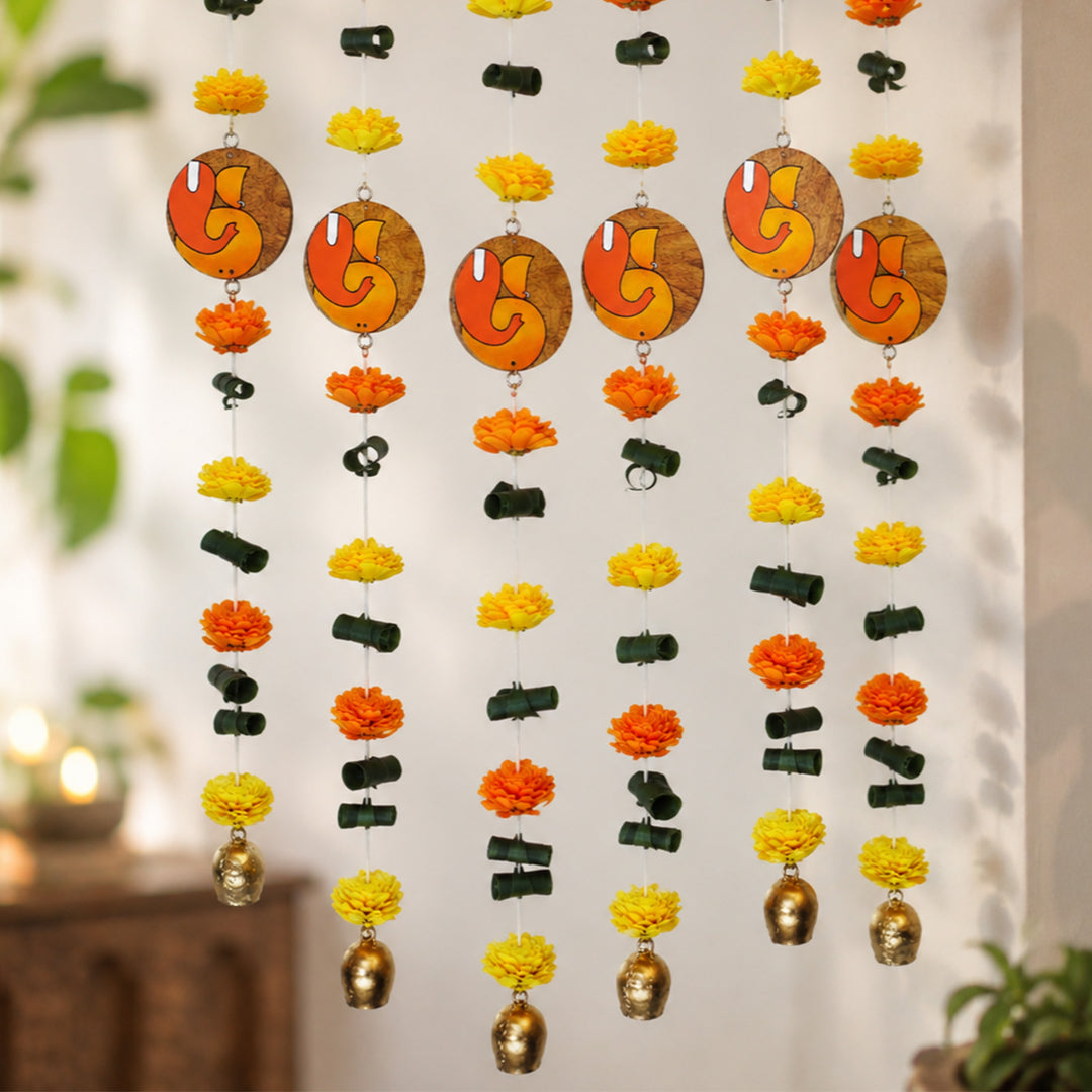 2 Pc | Eco-friendly Festive Ganesha Hanging with Shola Wood