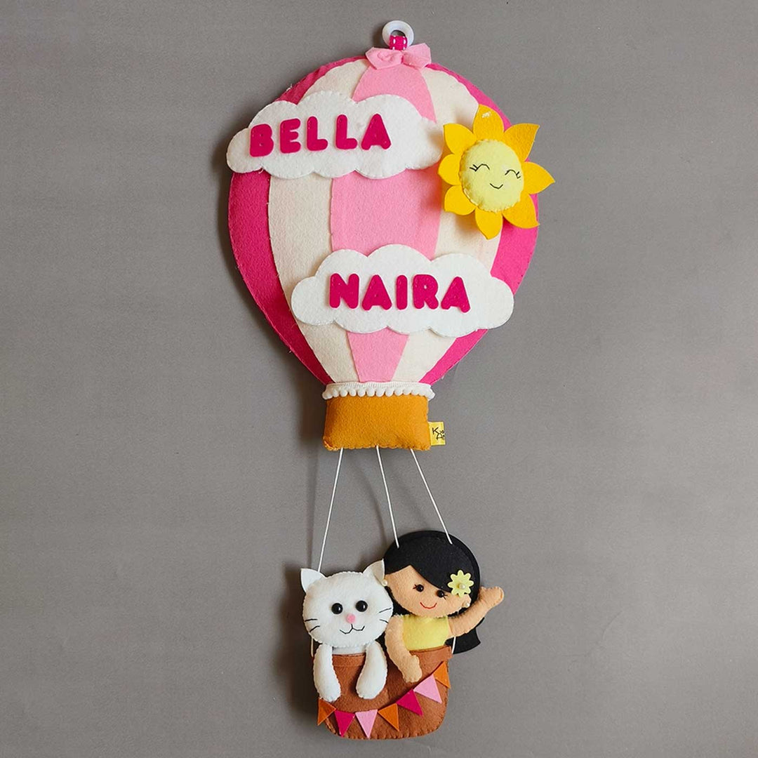 Hand-stitched Hot Air Balloon Felt Kids Nameplate