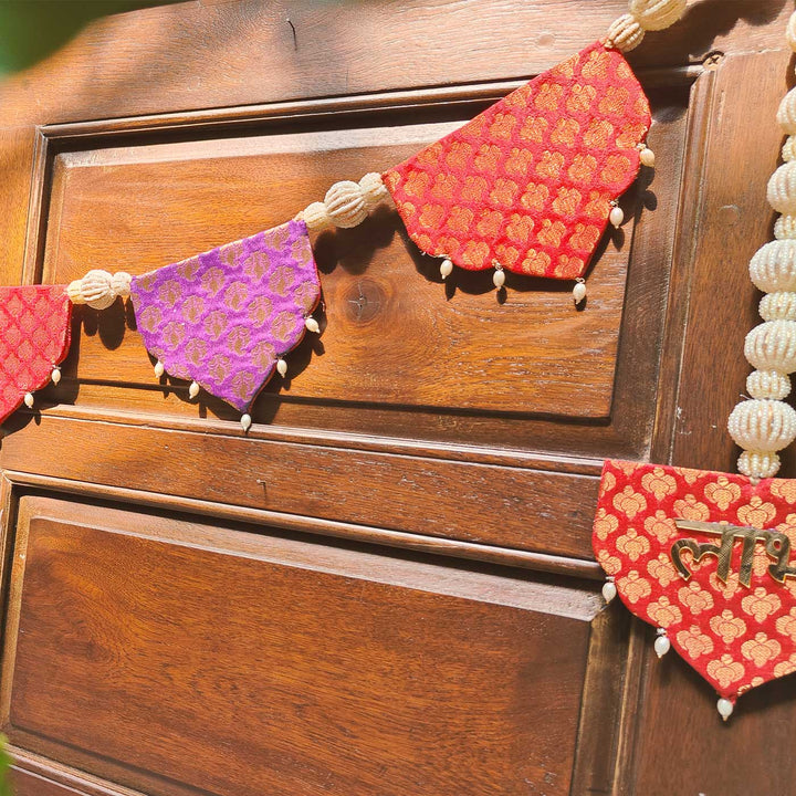 43 In | Handmade Reversible Red And Purple Brocade Toran