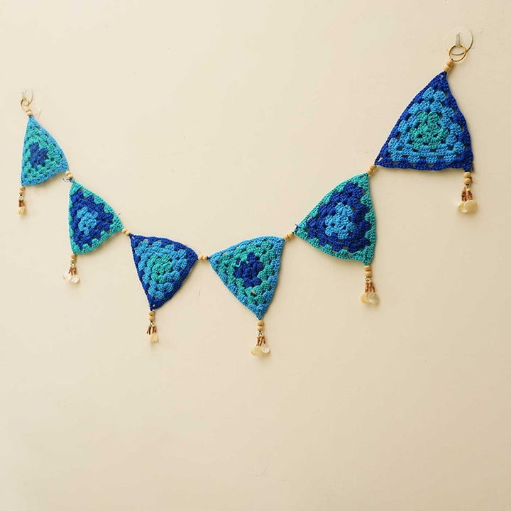 45 In | Handmade Tri-Color Triangular Crochet Toran