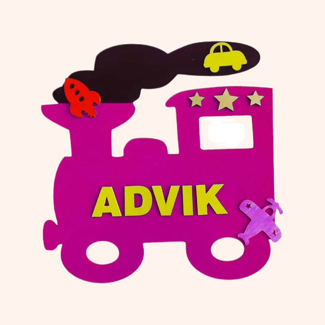 Train Theme Kids Name Plate - Name Personalization Example Front View (9)