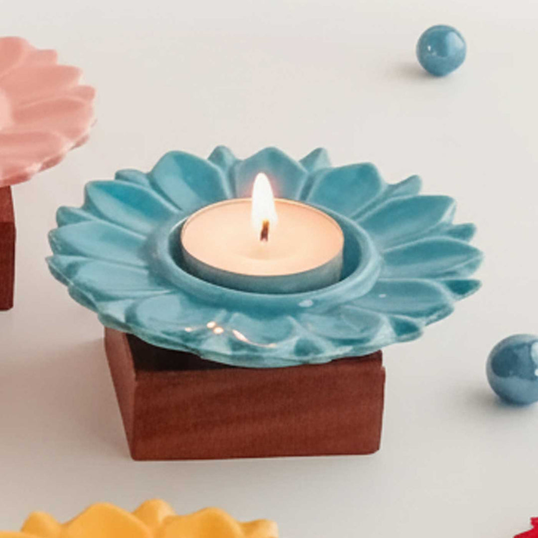 Handmade Serenity Bloom Ceramic Tealight Holder