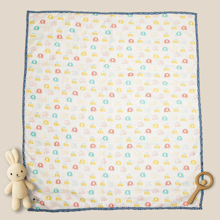 Personalized Elephant Parade Theme Cotton Quilt For Kids