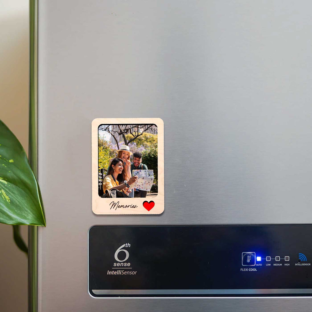 Photo Personalized Printed Couples Theme Wooden Fridge Magnet | Set Of 3
