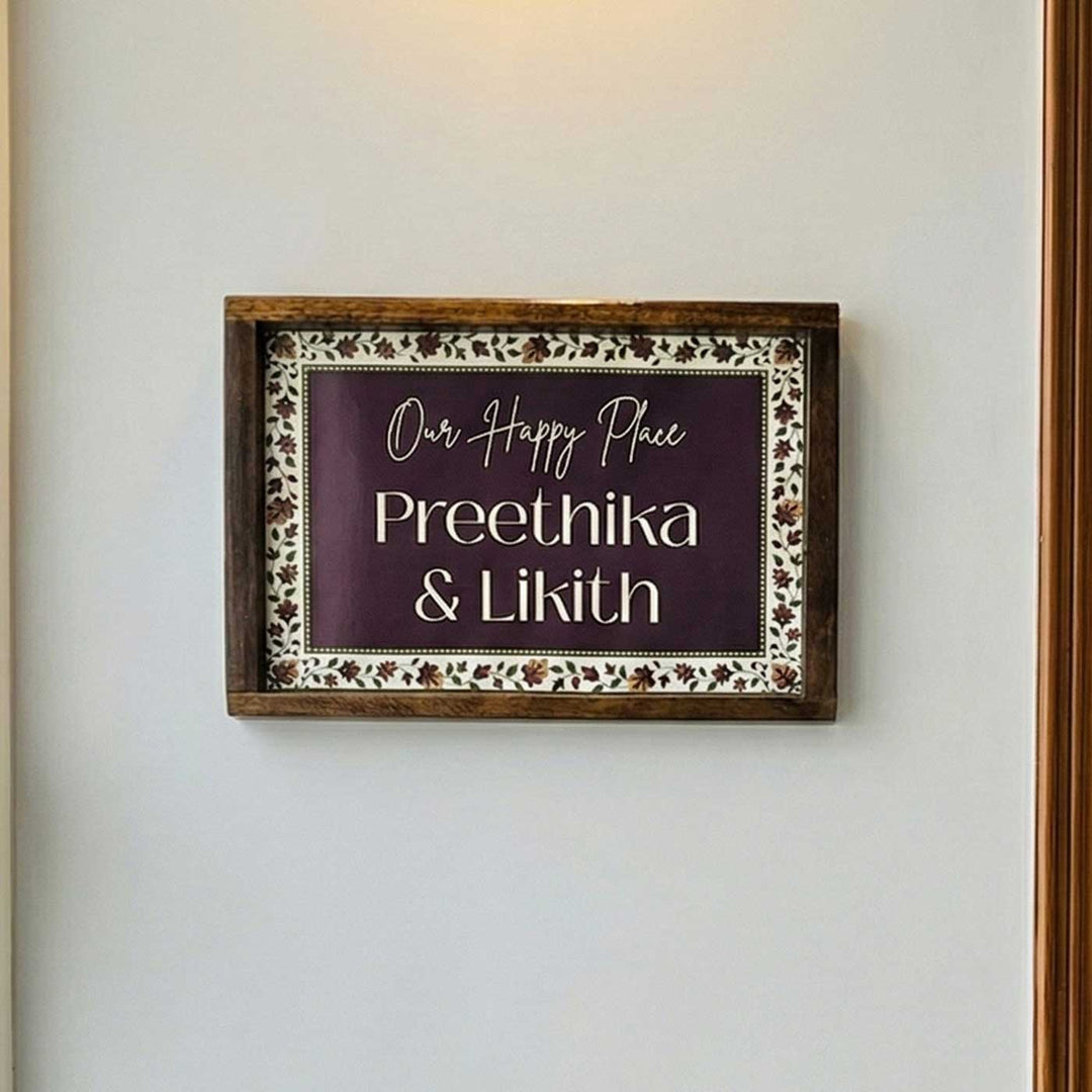 Dark Victorian Bloom Personalized Resin Wooden Frame Name Plate