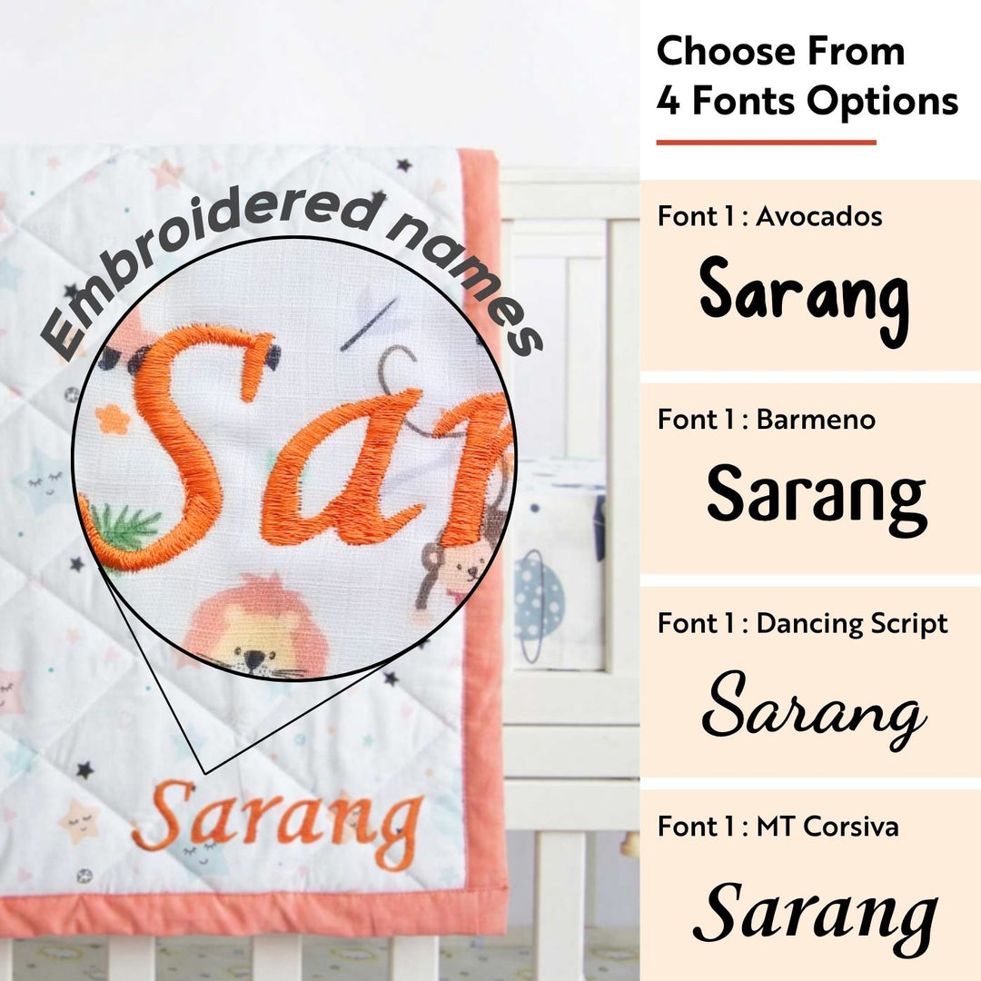 Personalized Superbaby Reversible Organic Cotton Kids Quilt for Newborn | 0-4 Years