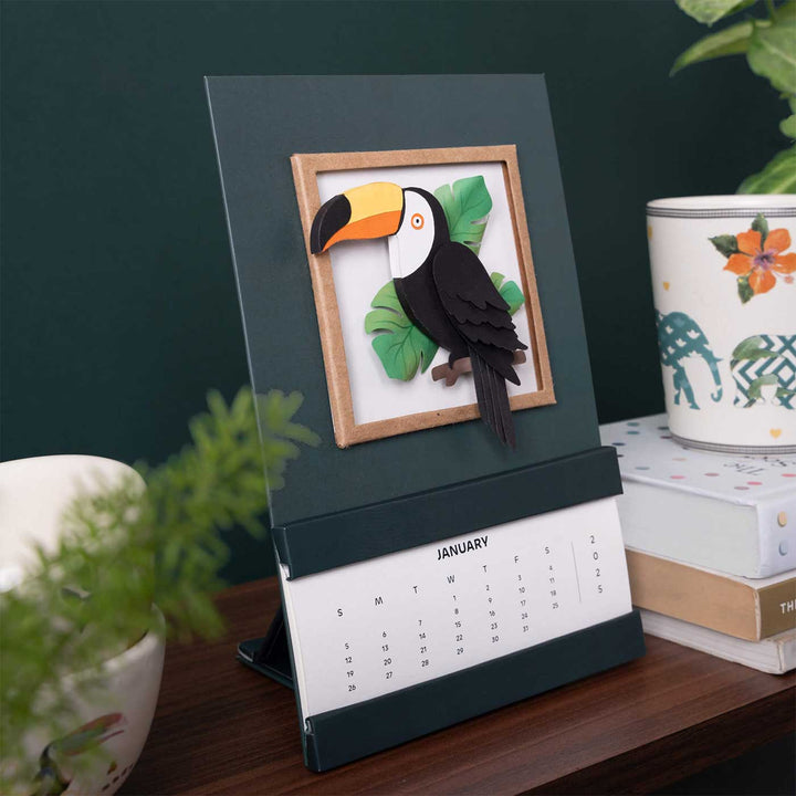 Handmade 3D Toucan Bird 2026 Desk Calendar