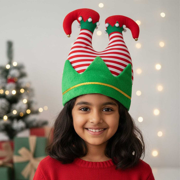 Handmade Inverted Elf Legs Plush Fabric Santa Hat | Xmas Gifting Ideas