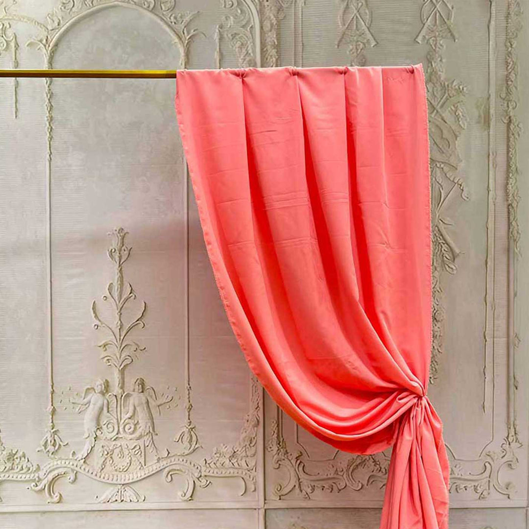 Reusable Peach Butter Crepe Backdrop Drape, Ready-to-Hang For Mehndi & Pooja Decor