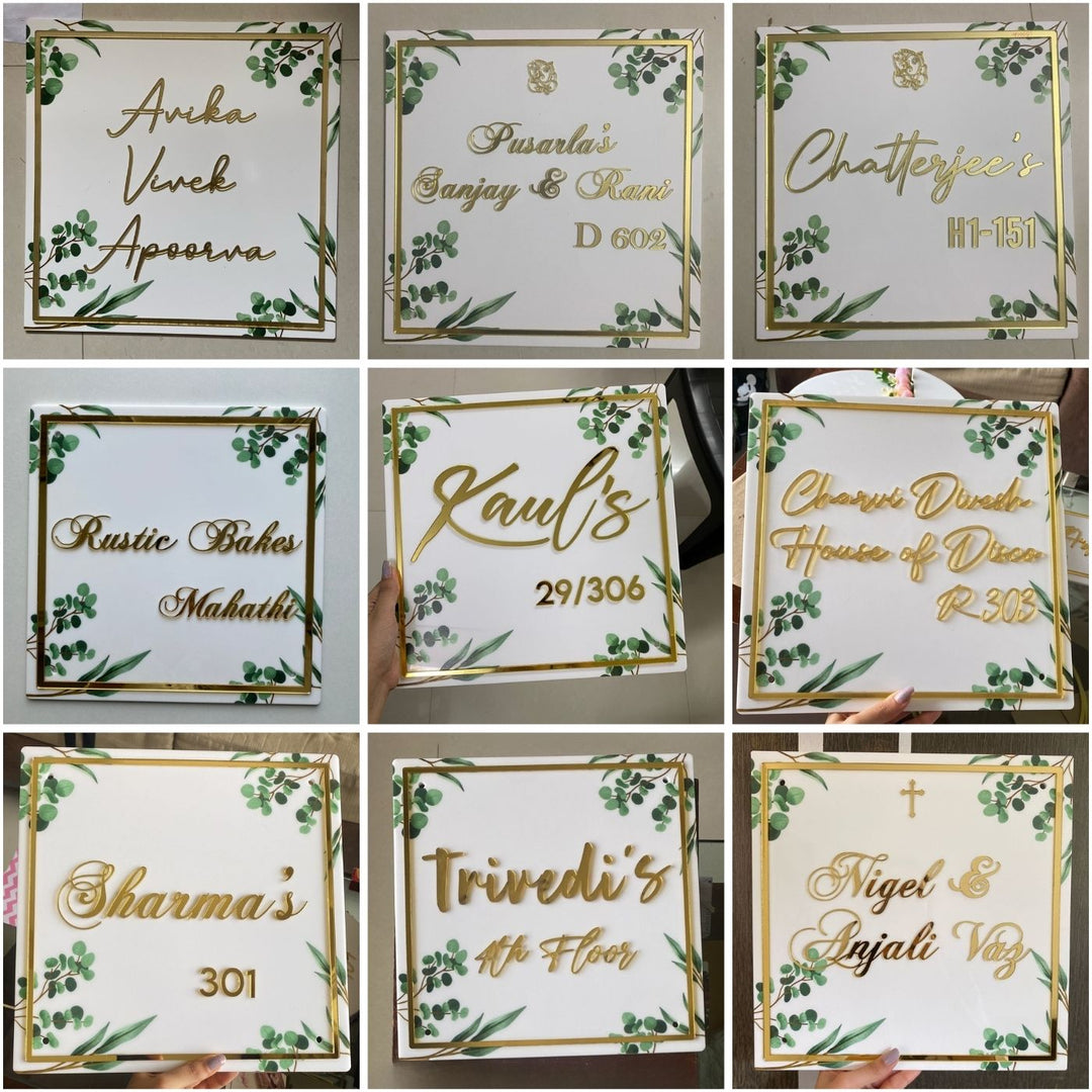Personalised Acrylic Classy Name Plate - Name Personalization Examples on Square Plaques