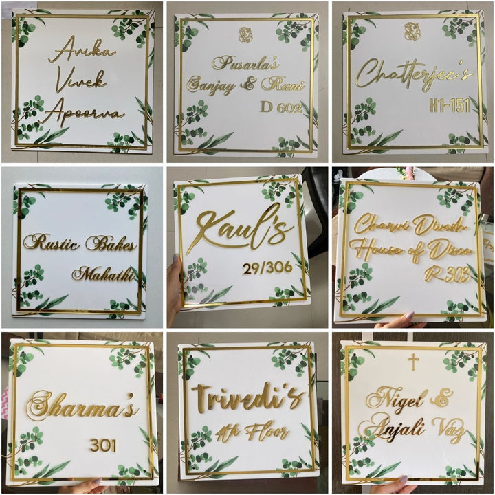 Personalised Acrylic Classy Name Plate - Name Personalization Examples on Square Plaques