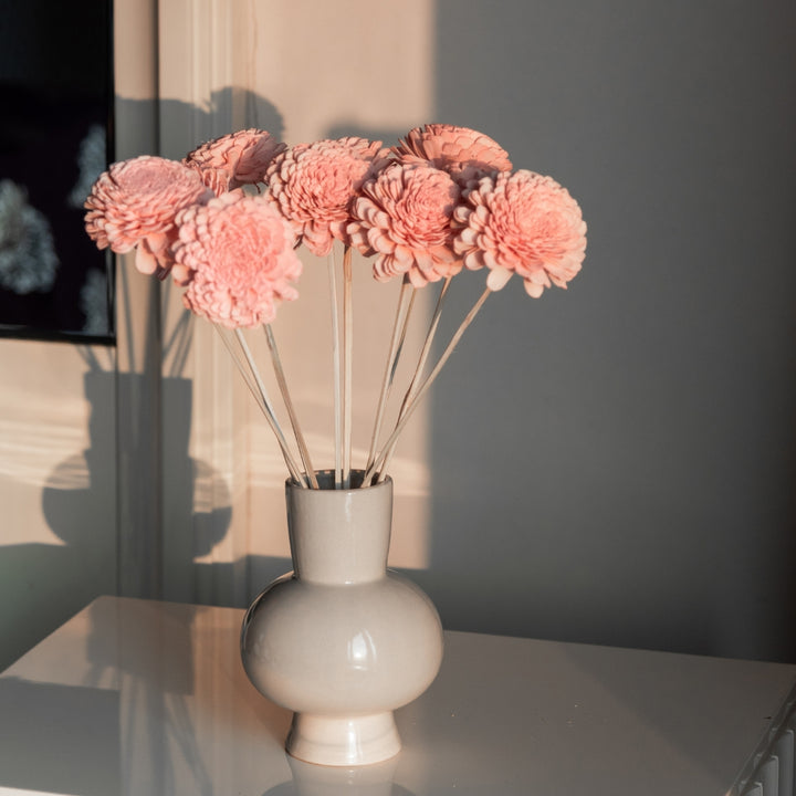 Handmade Blush Pink Sola Wood Dried Flower Bunch | Set Of 10