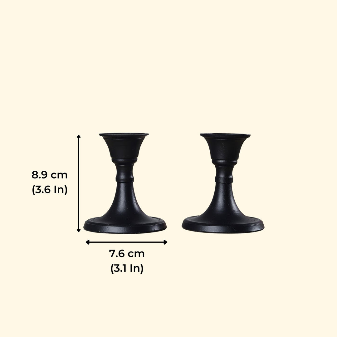 Handmade Golden Aluminium Taper Candle Holder | Set Of 2