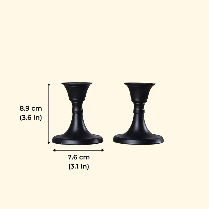Handmade Golden Aluminium Taper Candle Holder | Set Of 2