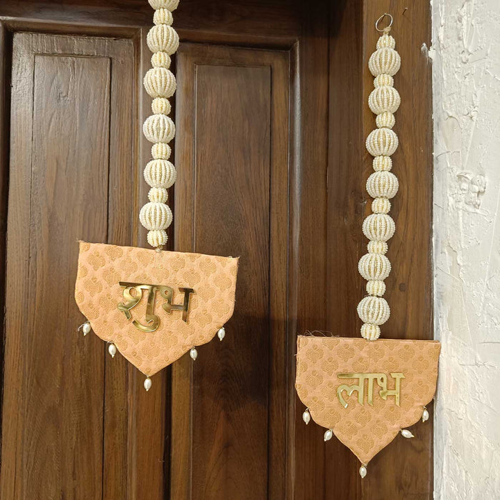 2 Pc | Handmade Festive Brocade Shubh Labh Hangings