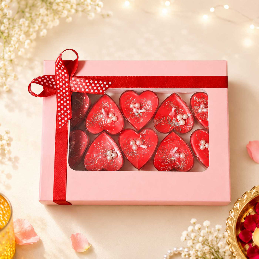 10 pc | Handmade Crimson Heart Rose Scented Soy Wax Tealight Candle