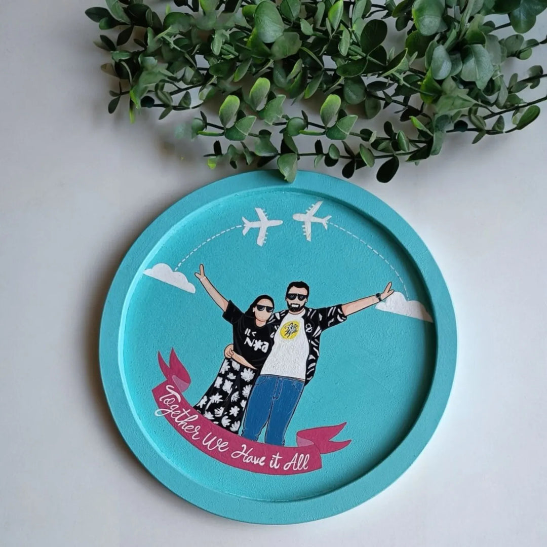 Photo Personalized Hand-Painted Travel Lovers MDF Wood Nameplate