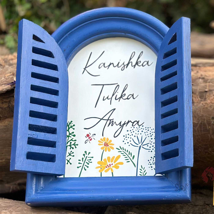 Arched Vintage Window Name Plate With Wild Flowers 3 - None (1)