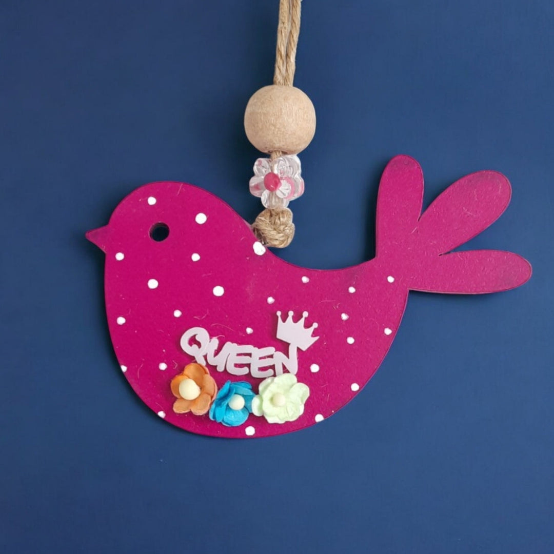Hand-Painted Queen Theme MDF Wood Car Hanging