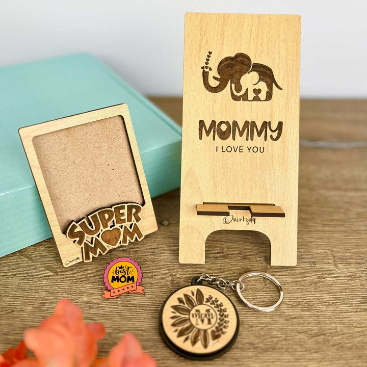 Photo Personalized "Super Mom" Hamper For Mothers | Set of 4