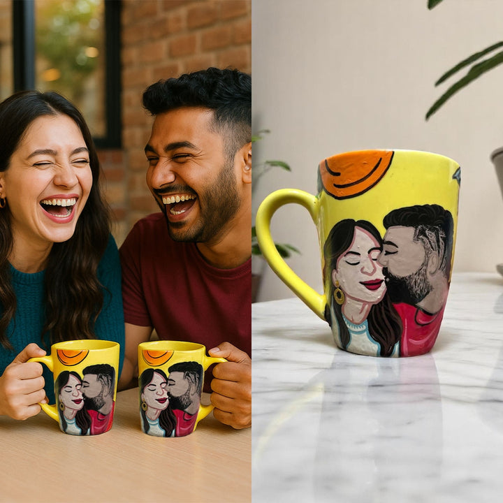 Photo Personalized Hand-Painted Pop Art Illustrated Caricature Mug | 300 ML