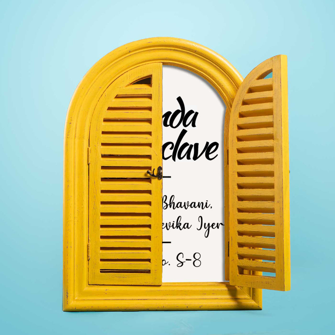 16x22 in | Arched Vintage Window Personalised Distress Finish Pine Wood Nameplate