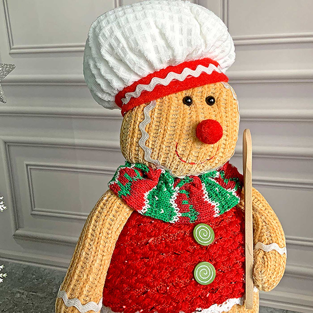 Spoon Gingerbread Self-Standing Man Woolen Decor For Christmas Table Decoration