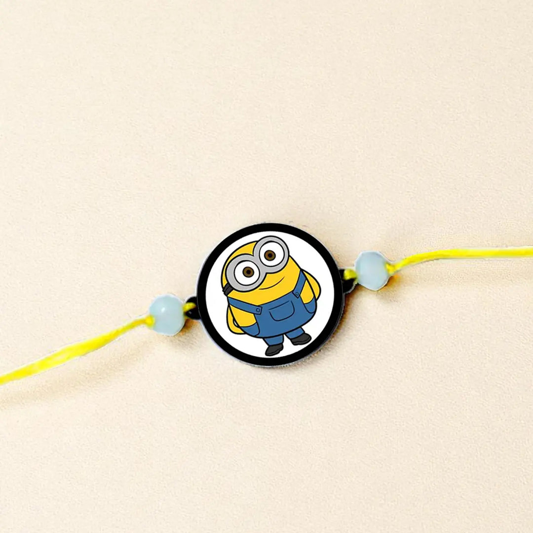 Handmade Minion Theme Kids Rakhi With Roli Chawal