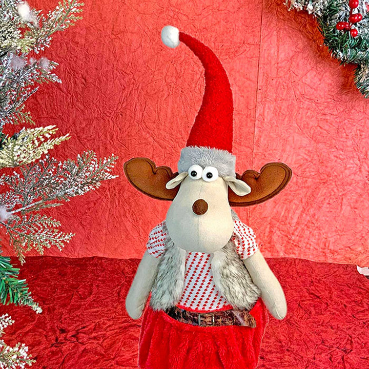 Foldable Tall Mr. Reindeer Self-Standing Woolen Decor For Christmas Table Decoration