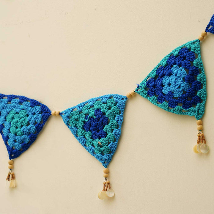 45 In | Handmade Tri-Color Triangular Crochet Toran
