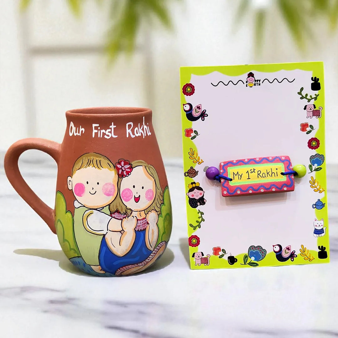 Photo Personalized Terracotta Rakhi Hamper | Includes 1 Mug, 1 Rakhi