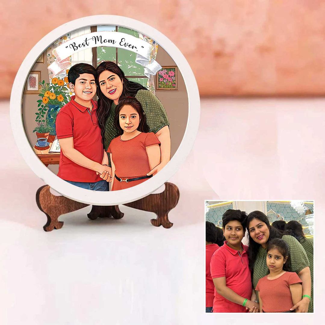Photo Caricature Name Plate With Stand Copy 5 - Front View with Personalized Illustration