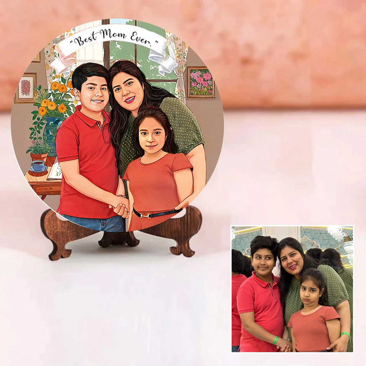 Photo Caricature Name Plate With Stand Copy 5 - Front View with Photo to Illustration Comparison