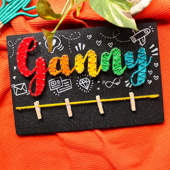 Personalized String Art Colourful Mdf Wood Name Plate 1 - Name Personalization Example Front View
