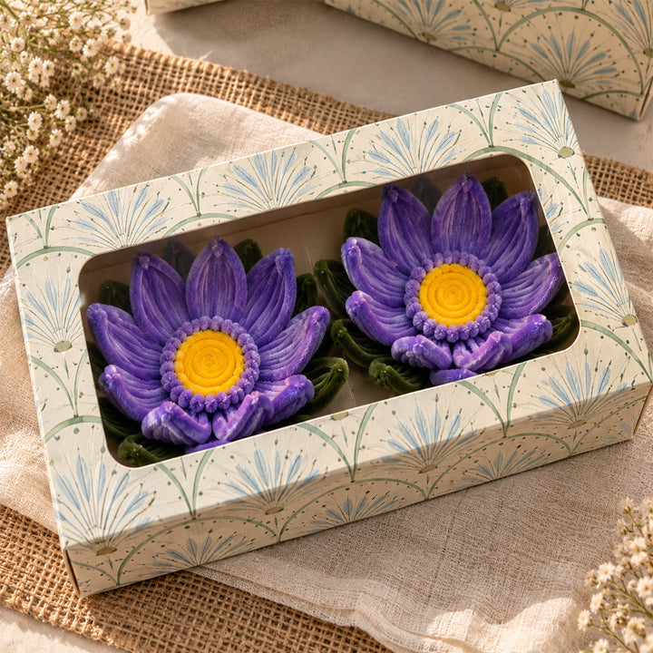 Set of 2 | Handcrafted Lavender Lotus Pipe Cleaner LED Tealight Holders
