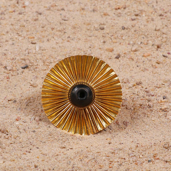 Minimal Handmade Traditional Round Kali Brass Ring | 22K Gold Plated