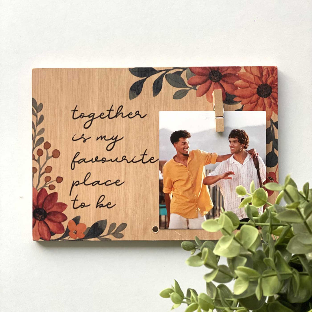 Photo Personalized Flower Theme Wooden Decorative Plaque