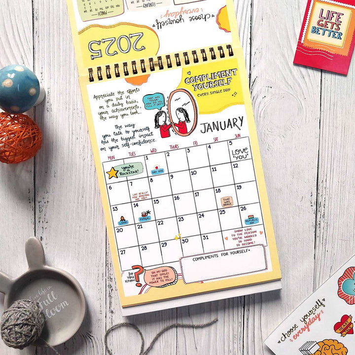 Self-care Contract 2026 Spiral Calendar With Holidays | 10+ Freebies Included