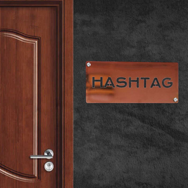 Personalized Weatherproof Elegant Rectangle Stainless Steel Name Plate - Mounted on Wall Near Door