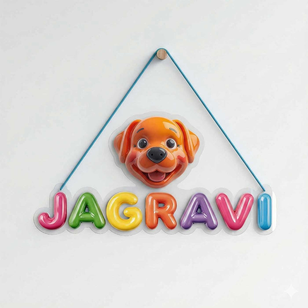 Personalized Acrylic Ceramic Look Animals Name Hanging