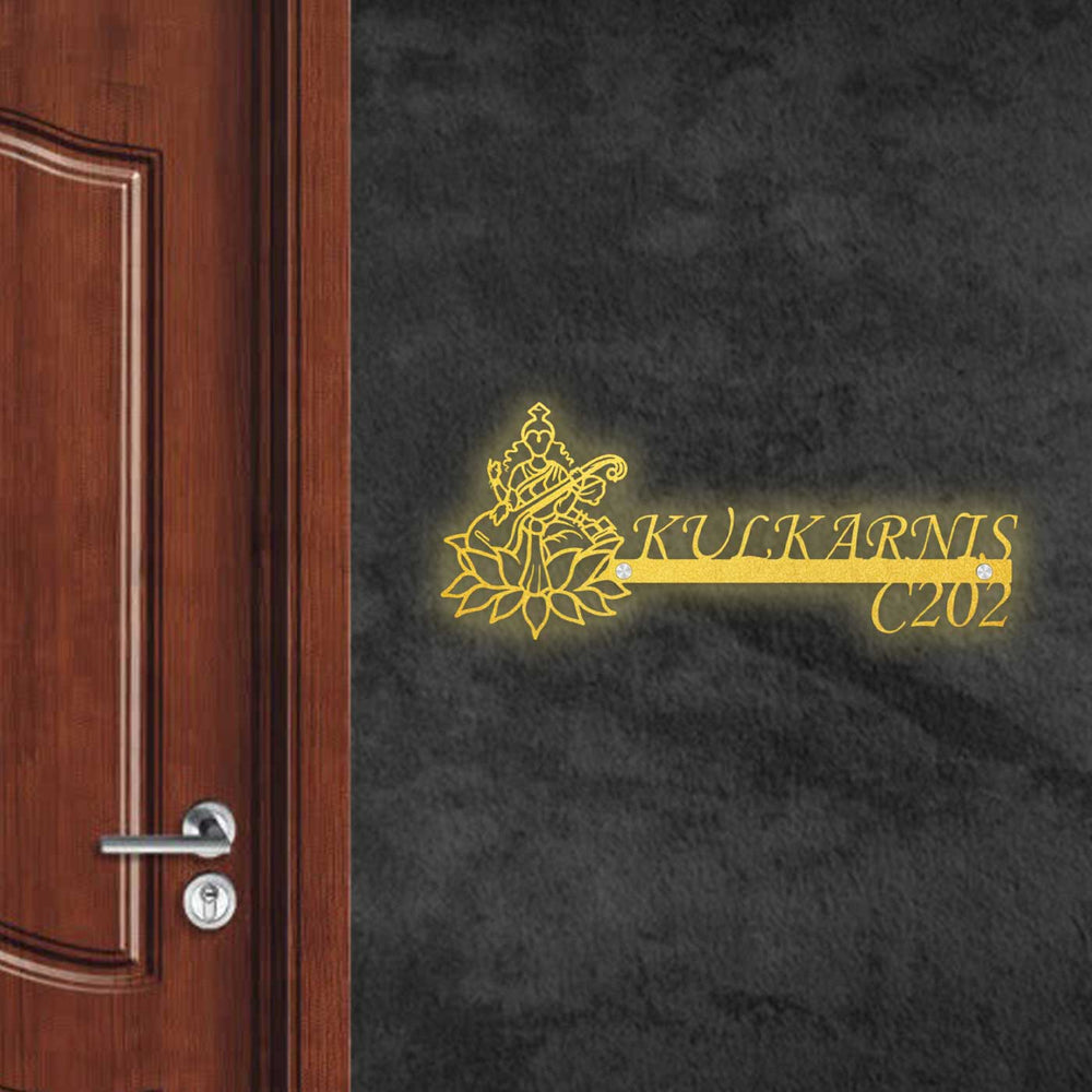 Personalized Lakshmi Laser Cut Metal Name Plate - Wall Mounted Name Sign Display